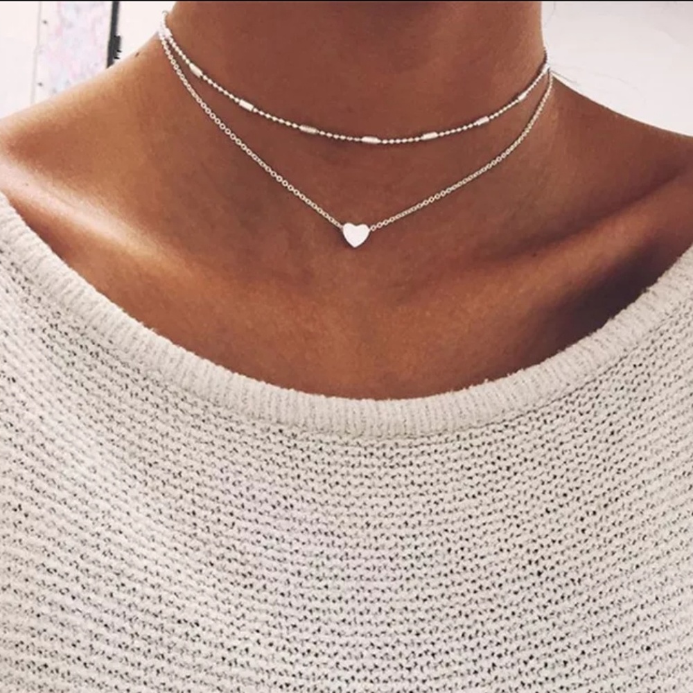 💥 Silver heart choker